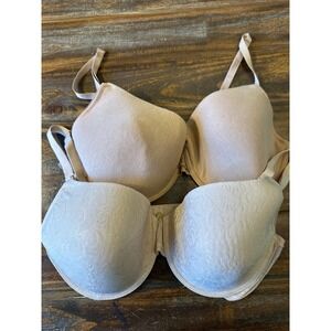 Natori 36D Beige Bra Bundle of 2Underwire Elegant Lace Detail
